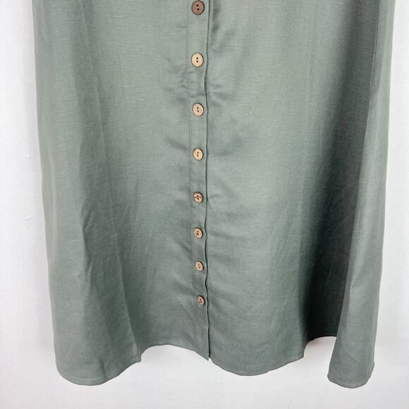 NWT Chaser Linen Button Down A Line Midi Skirt Sage Green Size Small S NEW - Picture 4 of 10